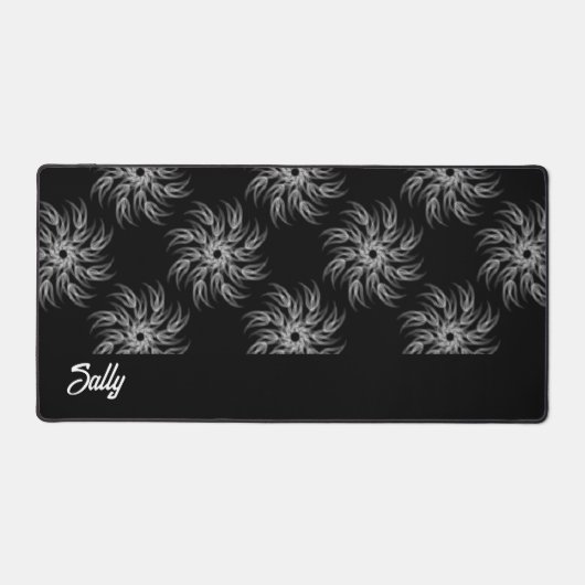Aangepaste naam spiraaltjes op zwart bureaumat (Voorkant)