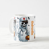 Aangepaste naam spooky Halloween spookverpleegkund Koffiemok (Voorkant links)