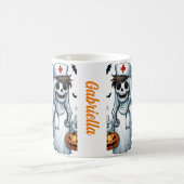 Aangepaste naam spooky Halloween spookverpleegkund Koffiemok (Center)