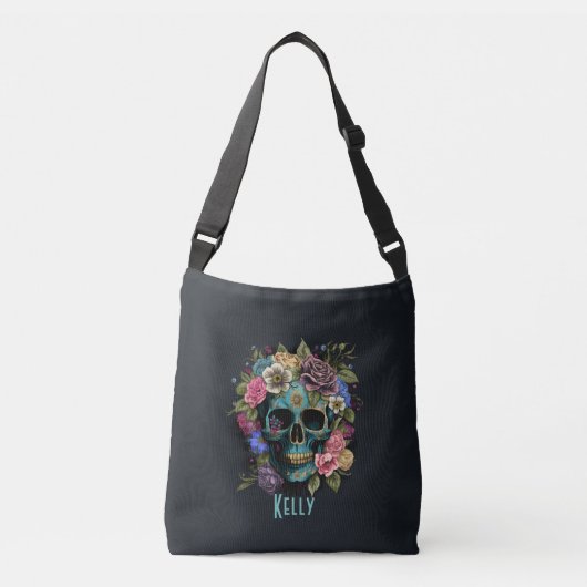 Aangepaste naam Spooky Sugar Skull Crossbody Bag Tas (Voorkant)