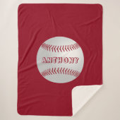 Aangepaste naam Sport Thema Rode Honkbal Deken (Voorkant)