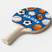 Aangepaste naam Sportevaluatie Blauw Tafeltennisbatje (Voorkant Gekanteld)