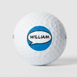 Aangepaste naam spraakballon leuk stripboek golfballen
