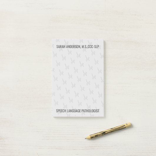 Aangepaste naam Spraaktaal Patholoog SLP Post-it® Notes (Op bureau)