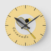 Aangepaste naam Squash Player Coach Racketball Ronde Klok (Voorkant)