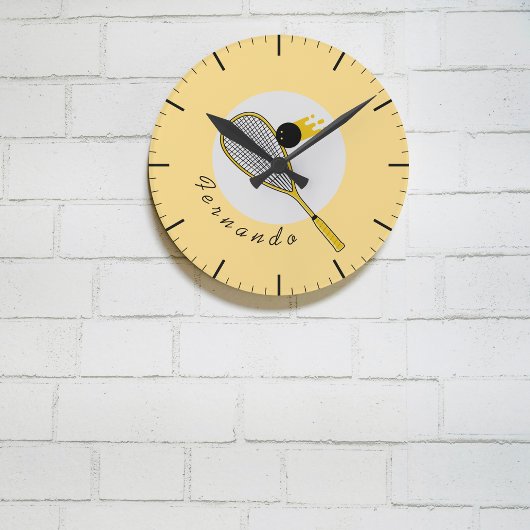 Aangepaste naam Squash Player Coach Racketball Ronde Klok
