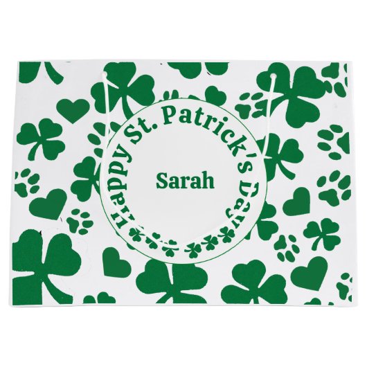 Aangepaste naam St. Patrick's Day Canvas tas Groot Cadeauzakje (Voorkant)