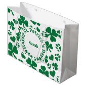 Aangepaste naam St. Patrick's Day Canvas tas Groot Cadeauzakje (Voorkant Gekanteld)