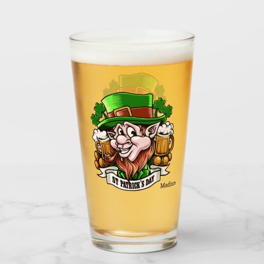 Aangepaste naam St. Patrick's Day pint glas (Achterkant gevuld)