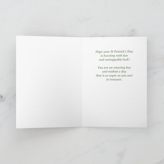 Aangepaste naam St. Patricksdag Super Lucky Held Kaart (Binnen)
