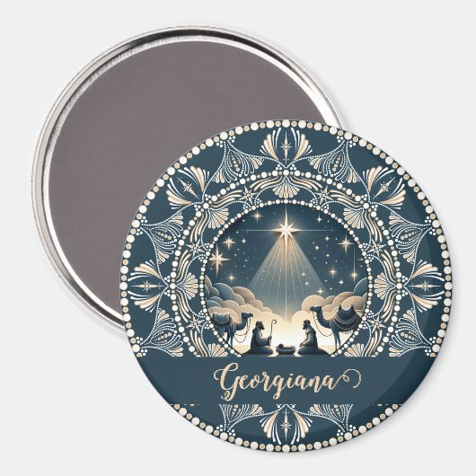 Aangepaste naam Star of Wonder Nativity Dot Mandal Magneet (Voorkant / Achterkant)
