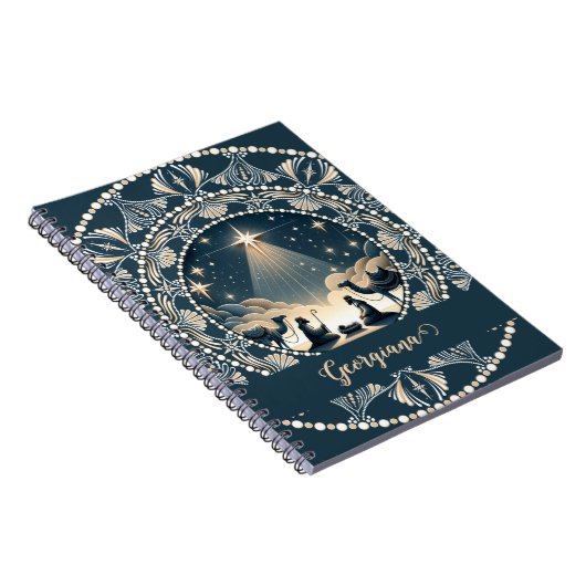 Aangepaste naam Star of Wonder Nativity Dot Mandal Notitieboek (Rechterzijde)