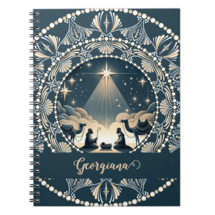 Aangepaste naam Star of Wonder Nativity Dot Mandal Notitieboek