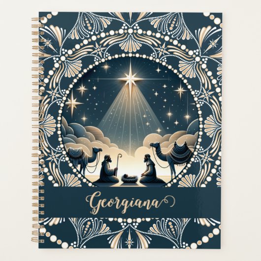 Aangepaste naam Star of Wonder Nativity Dot Mandal Planner (Voorkant)