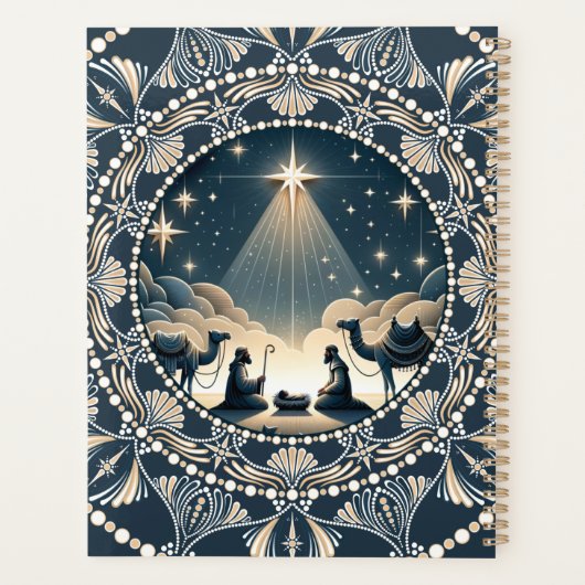 Aangepaste naam Star of Wonder Nativity Dot Mandal Planner (Achterkant)