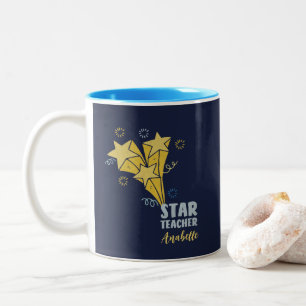 Aangepaste naam Star Teacher Tweekleurige Koffiemok