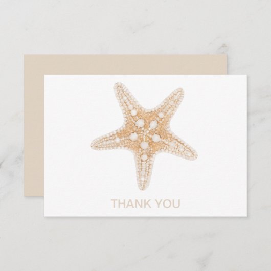 Aangepaste naam Starfish White & Cream Bedankkaart (Voorkant / Achterkant)
