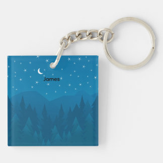 Aangepaste naam, Stars Moon Mountain Acrylsleutelh Sleutelhanger