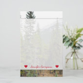 Aangepaste naam + Stationery Forest and Mountain S Briefpapier (Staand voorkant)