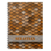 Aangepaste naam Steampunk Metallic Bronze Scales Notitieboek (Voorkant)