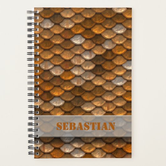 Aangepaste naam Steampunk Metallic Bronze Scales Planner (Voorkant)