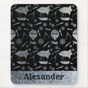 Aangepaste naam Steampunk Silver Zinc Airships Muismat