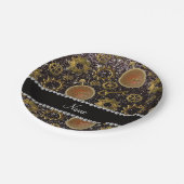 Aangepaste naam steampunk zwarte glitter papieren bordje (Gekanteld)