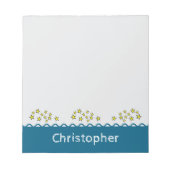 Aangepaste naam sterren blauw kinderen notitieblok (Voorkant)