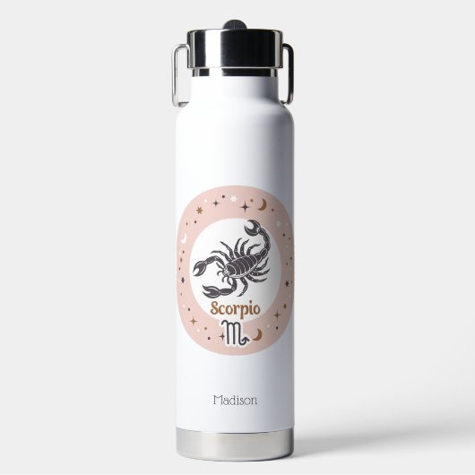 Aangepaste naam sterrenbeeld Schorpioen Waterfles (Voorkant)