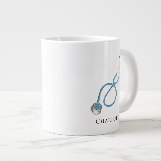Aangepaste naam Stethoscoop Doctor Novelty Grote Koffiekop (Voorkant rechts)