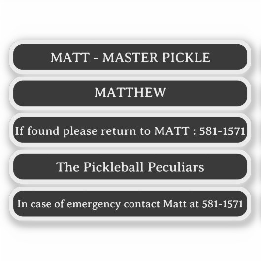 Aangepaste naam Sticker voor Pickleball Paddle Edg (Voorkant)