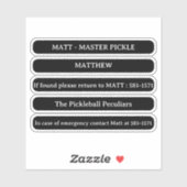 Aangepaste naam Sticker voor Pickleball Paddle Edg (Vel)