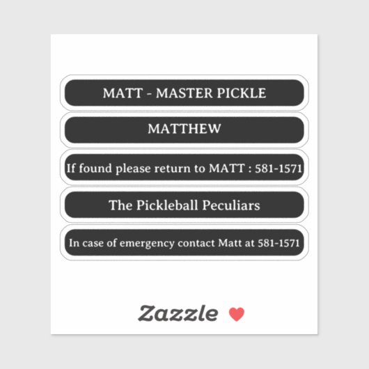 Aangepaste naam Sticker voor Pickleball Paddle Edg (Vel)