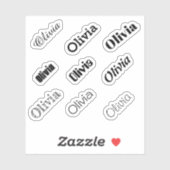 Aangepaste naam Stickers, zwart of wit naam sticke Sticker (Vel)