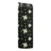 Aangepaste naam stijlvol groen wit bloempatroon thermosbeker (Geroteerd rechts)