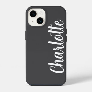 Aangepaste naam stijlvol modern minimaal grijs iPhone 14 hoesje