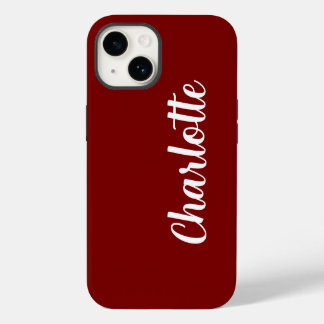 Aangepaste naam stijlvol modern minimaal kersrood iPhone 14 hoesje