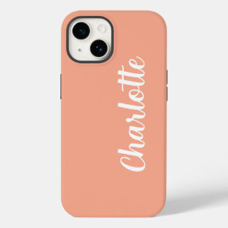 Aangepaste naam stijlvol modern minimaal perzik kl iPhone 14 hoesje