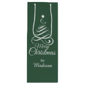 Aangepaste naam Stijlvolle kerstboomcadeautas Wijn Cadeautas (Voorkant)