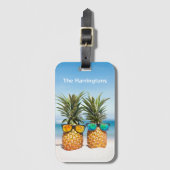 Aangepaste naam Strand Ananas Bagagelabel (Voorkant (verticaal))