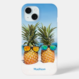 Aangepaste naam Strand Ananas iPhone 15 Case