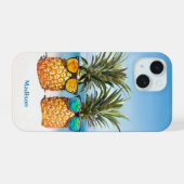 Aangepaste naam Strand Ananas iPhone 15 Case (Achterkant horizontaal)