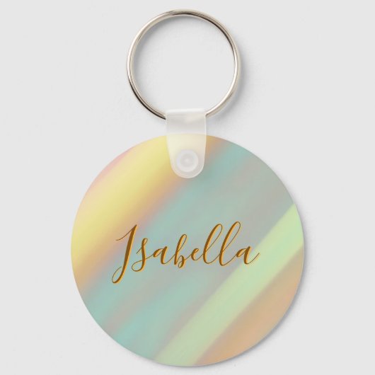 Aangepaste naam strand kust pastel sleutelhanger (Voorkant)