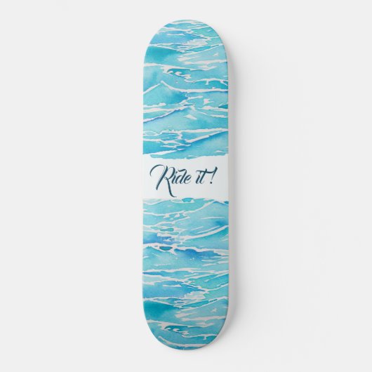 Aangepaste naam strand Waterverf Beach Waves Persoonlijk Skateboard (Voorkant)