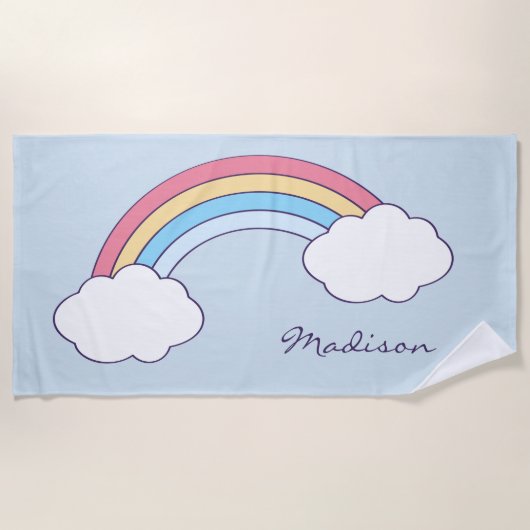 Aangepaste naam strandhanddoek voor Rainbow Sky Strandlaken (Voorkant)