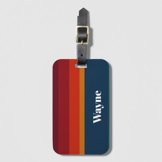 Aangepaste naam streept patroon bagagelabel (Voorkant (verticaal))