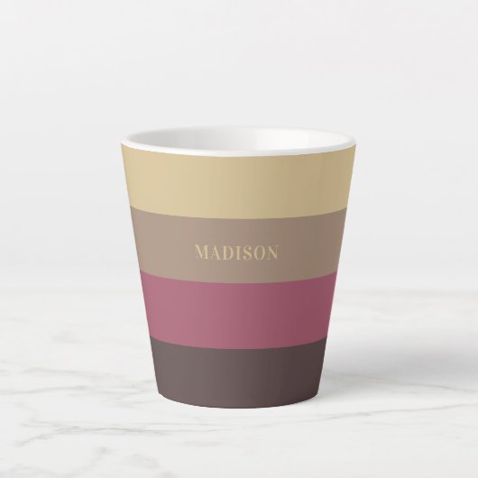 Aangepaste naam Strepen Patroon Latte Mok (Voorkant)