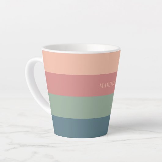 Aangepaste naam Strepen Patroon Latte Mok (Linkerhoek)