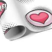 Aangepaste naam stripboek stijl hart geschenken cadeaupapier (Rol Hoek)