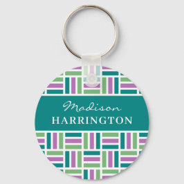 Aangepaste naam Stripe Patroonsleutelketens Sleutelhanger